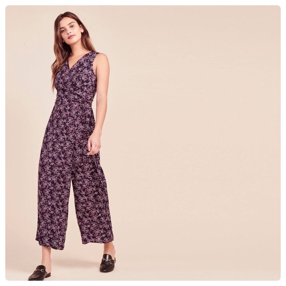 NEW JACK by BB Dakota Swish Swish Deep Blue Ditsy Printed Maxi Jumpsuit